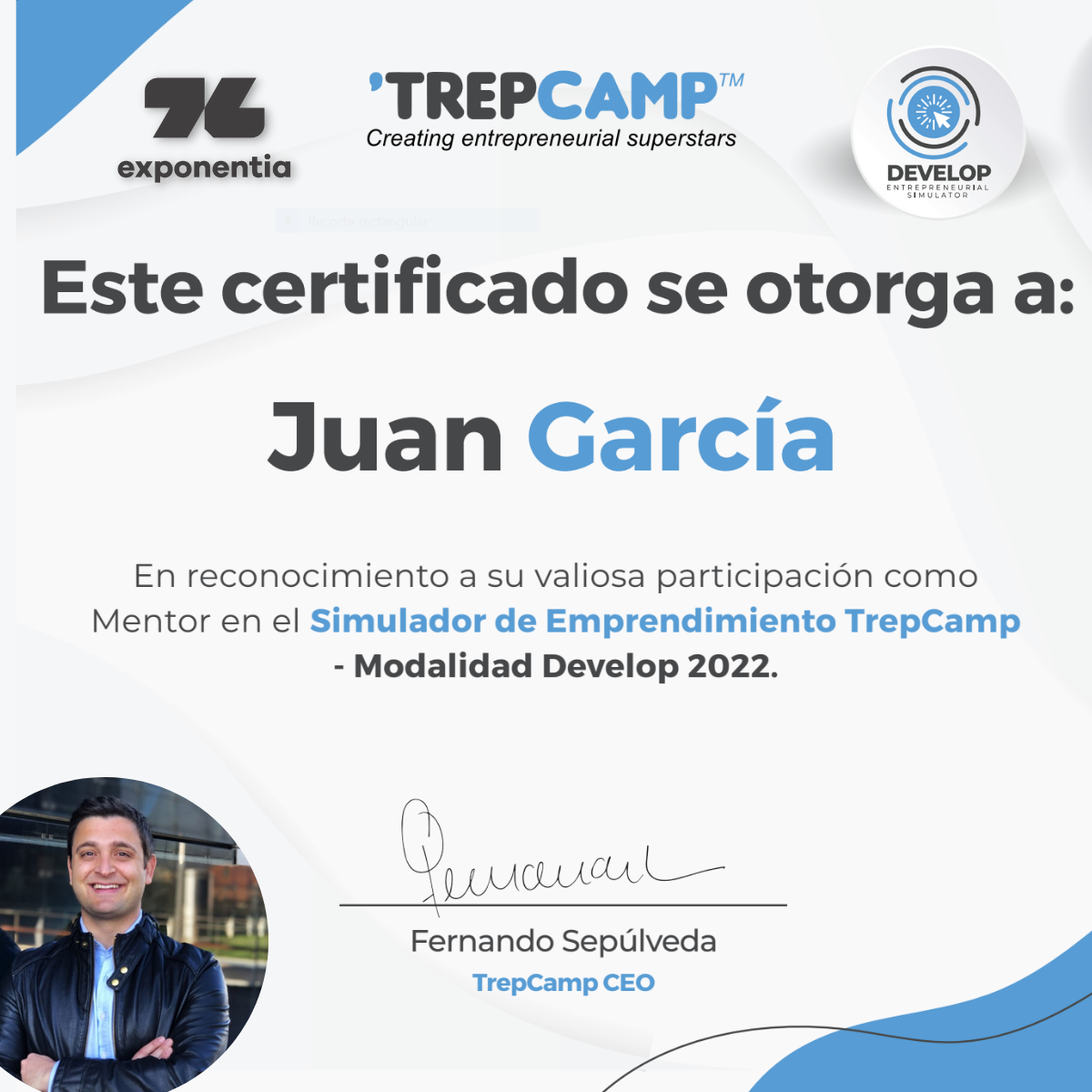 Certificado de participación Juan García