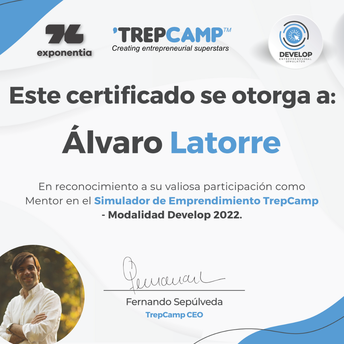 Certificado de participación de Álvaro Latorre